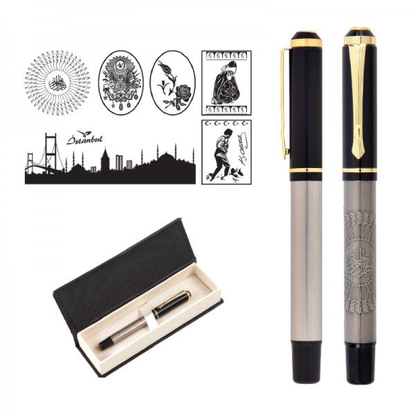 RD-17536 661-KR Tuğra Kabartma Figürlü Metal Roller Kalem Seti RD-17536 661-KR Tuğra Kabartma Figürlü Metal Roller Kalem Seti