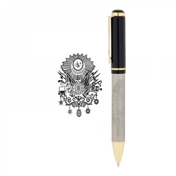 RD-17904 661-T Tuğra Kabartma Figürlü Metal Tükenmez Kalem