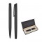 RD-23062 1111-RT Siyah-Siyah Klips Metal Roller & Tükenmez Kalem Seti