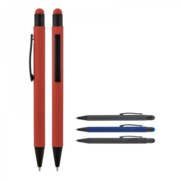 RD-23832 1027 Lacivert Metal Tükenmez Touchpen Kalem Rubber Gövde
