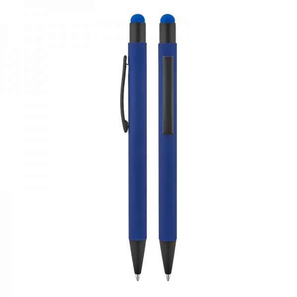 RD-23832 1027 Lacivert Metal Tükenmez Touchpen Kalem Rubber Gövde