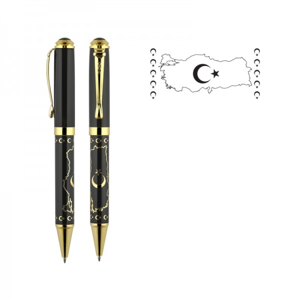 RD-23768 685-T Turkiye Kabartma Figürlü Metal Tükenmez Kalem