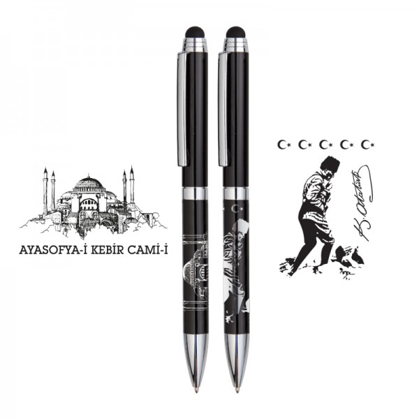 RD-22136 1107-T Ayasofya Kabartma Figürlü Metal Tükenmez Kalem
