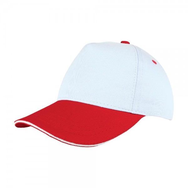 RD-3074 Beyaz-Kırmızı Sandwich Siper Cotton Şapka